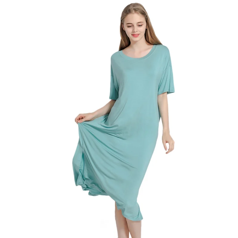 

Sleepwear Dress For Pregnant Women Night dress Modal Solid Color O-neck Half Sleeve Large Size For 45-90 kg Nightdress