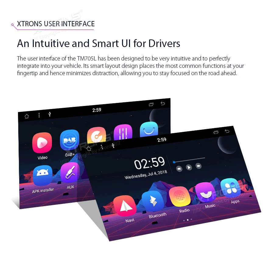 Clearance XTRONS 7" IPS Universal 2 Din Android 8.1 Octa-Core 2G RAM 32GB ROM  Car Stereo 2.5D Curved Screen GPS OBD DAB WIFI No DVD 6