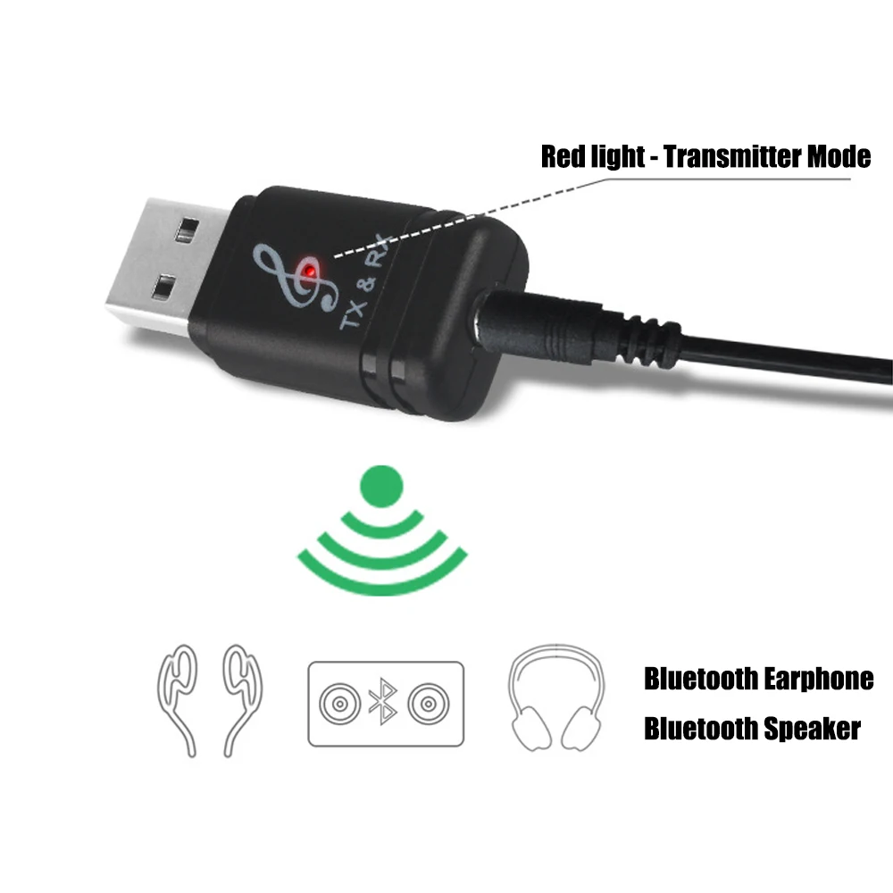 Универсальный USB Bluetooth передатчик приемник 2 в 1 Bluetooth 5,0 ключ 3,5 мм AUX для ТВ ПК беспроводной аудио Bluetooth адаптер