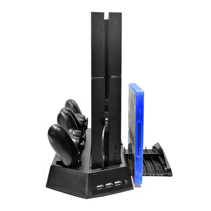 3 в 1 вертикальная подставка для sony PS4 Pro тонкий охлаждающий вентилятор кулер с зарядной станцией двойной контроллер зарядное устройство с дополнительным портом концентратора