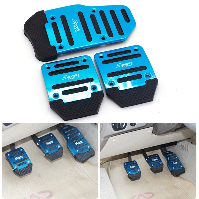 

Universal 3pcs Non-Slip Auto Car Pedal Brake Pads Set Aluminum Manual Transmission Accelerator Pedal Kit Pedali Red/Blue/Silver