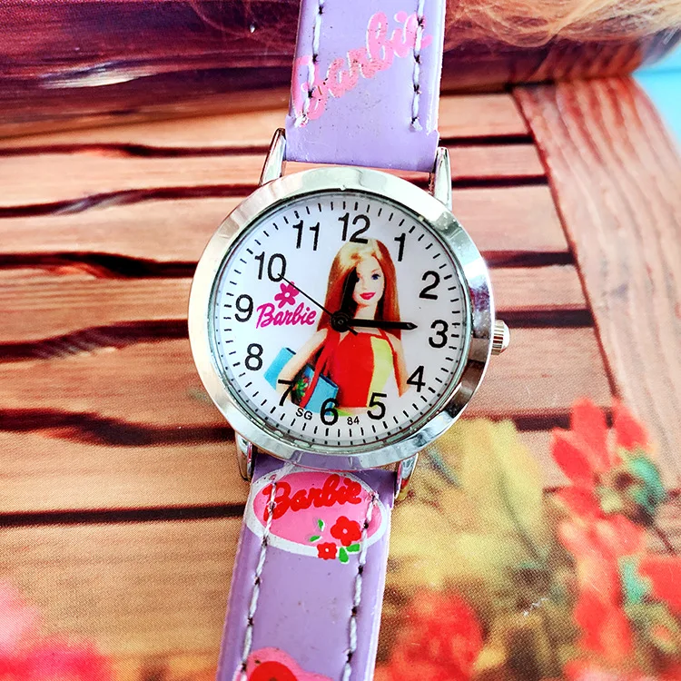 Новые милые детские кварцевые часы с ремешком для девочек - Цвет: Фиолетовый