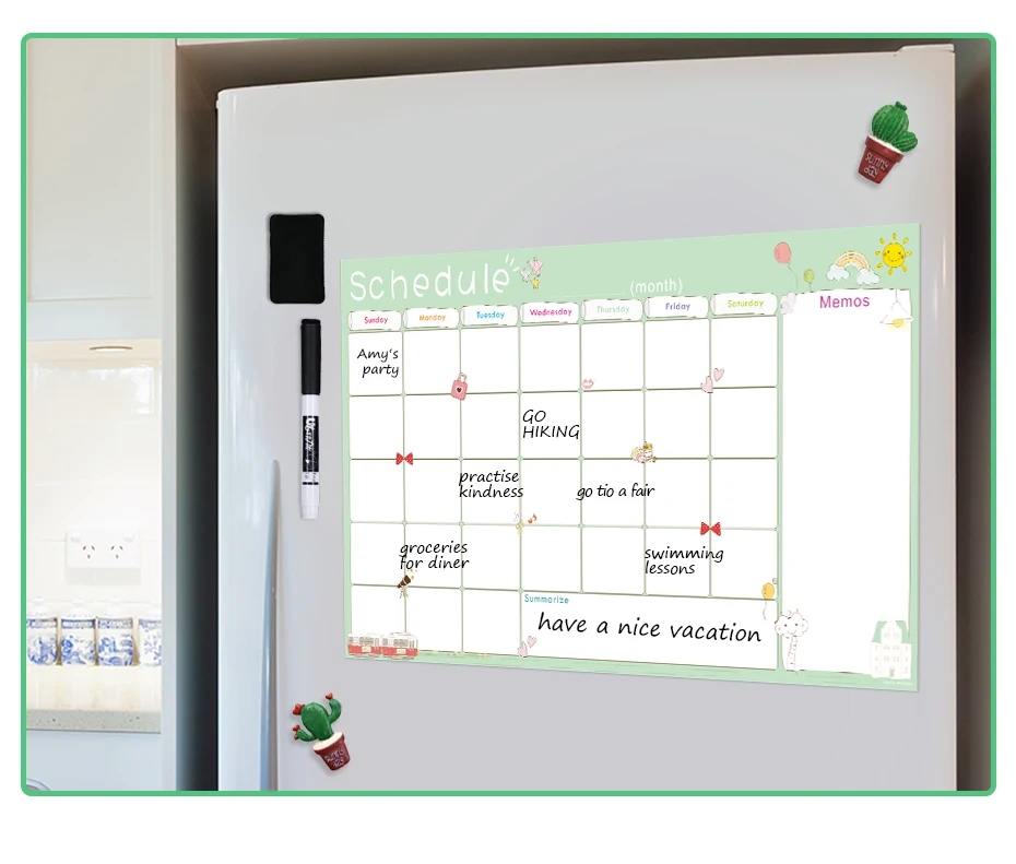 Креативный календарь с белой доской для холодильника магнитные График обучения ежемесячный планировщик стол офисный органайзер для