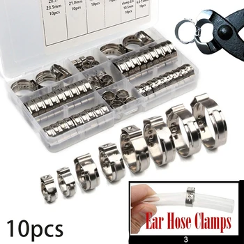 

80pcs Set Single Ear Stainless Steel Hose O-Clips Water Air Fuel Oil Pipe Clamps
