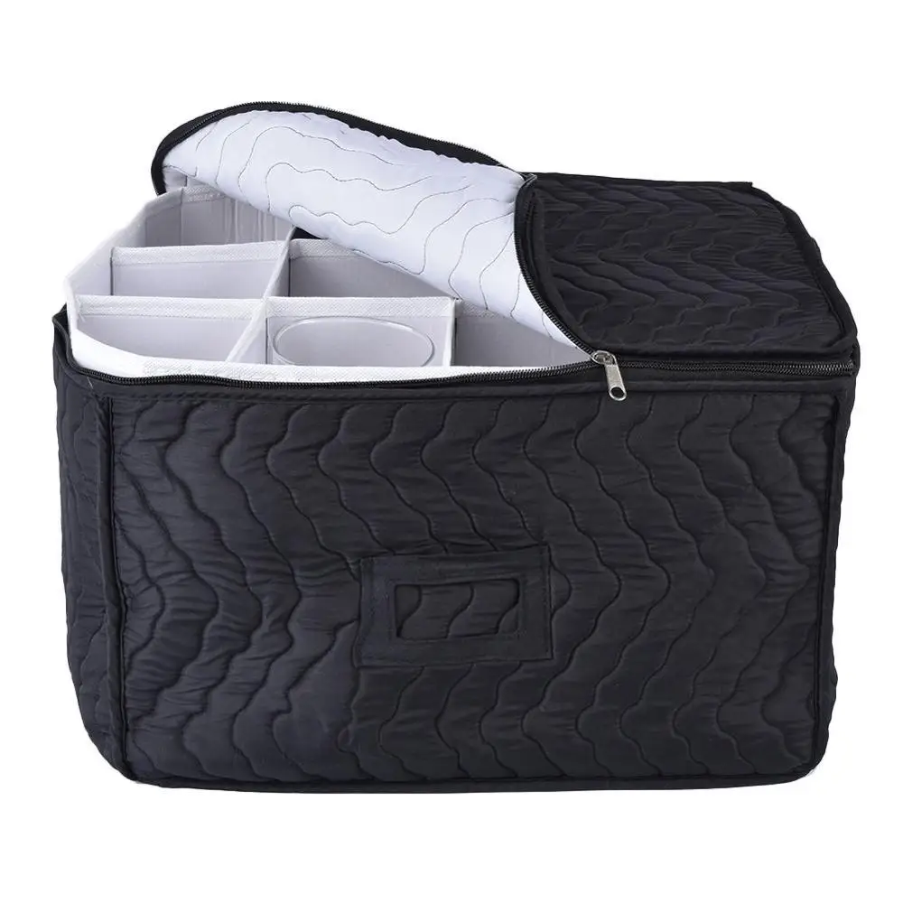 Stemware Storage Chest Goblet Organizer Bag Quilted Case 12 Dividers For Protecting Wine Glasses Champagne Flutes Goblets
