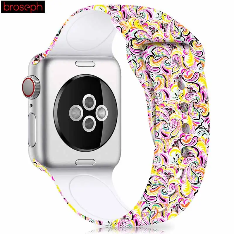 Напечатанный ремешок для apple watch 4 band 40 мм 44 мм силиконовые ремешки для часов для iwatch 3 2 1 band 38 мм 42 мм браслет