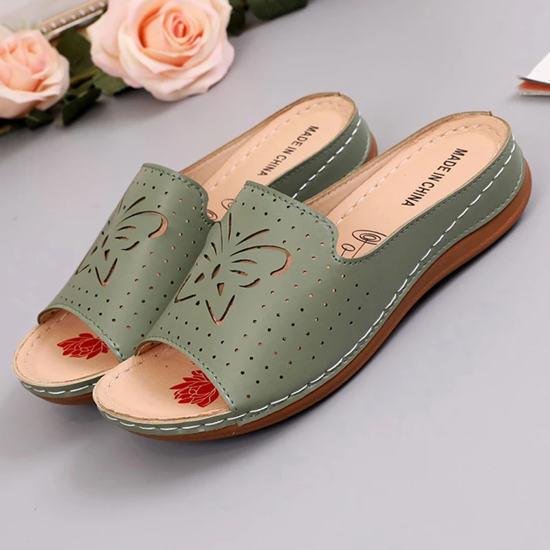 2022 New Shoes Sandals Women Outdoor Walking Shoes Retro Ladies Shoes Slip On Women Shoe Slipper Female Zapatillas Muje Footwear 