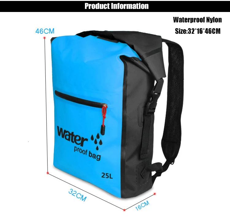 25L Outdoor Cycling Backpack Waterproof PVC Dry Sack Folding Bag Large Capacity for Swimming Rafting Sports Kayaking Travel Bag (20)