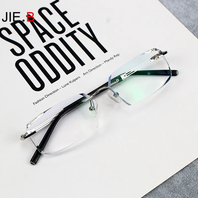

Prescription Glasses Business Men Rimless Glasses Custom Myopia Hyperopia Glasses Progressive Optical Glasses Anti-Blue Light
