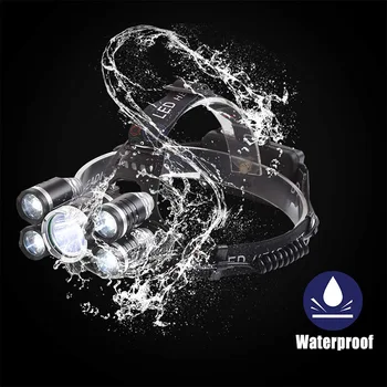 T20 LED Headlamp High Lumen 3/5 LED Light Ultra Bright Headlight USB Rechargeable 4 Modes Flashlight Waterproof  Fishing Hunting 6