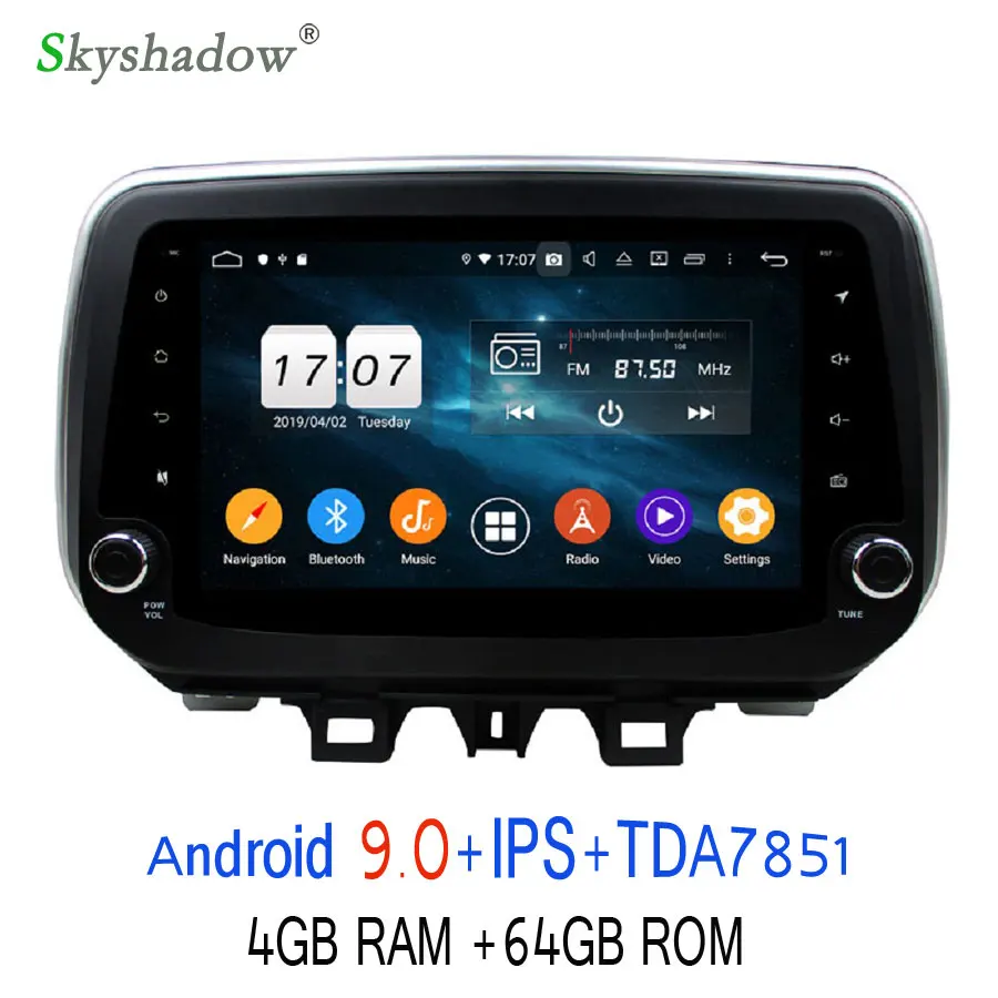 Sale DSP IPS 9"Android 9.0 8Core 64G ROM 4G RAM Car DVD Player GPS map RDS Radio wifi 4G Bluetooth 4.2 for Hyundai IX35 Tucson 2018 3
