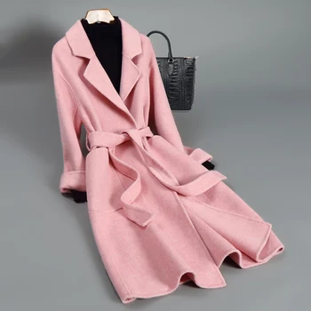 

Female Elegant Wool Coat Autumn Winter Clothes 2020 Korean Vintage Long Woolen Jacket Fashion Ladies Blend Coat Abrigo Mujer 916