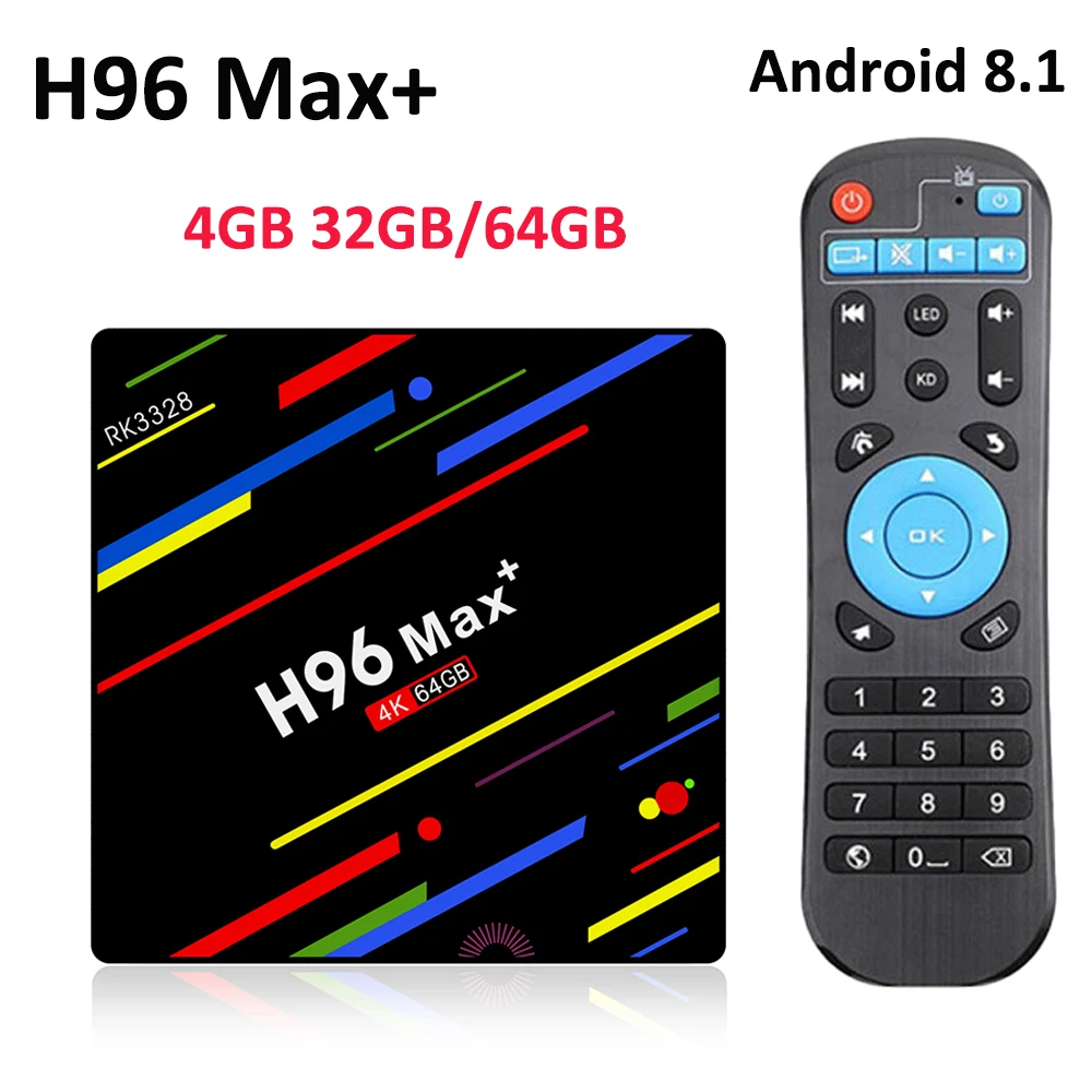 H96 MAX Plus ТВ-приставка Android 8 1 4 Гб ОЗУ 64 ПЗУ смарт-приставка RK3328 четырехъядерный Wifi