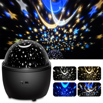 

LED Star Projector Night Light Rotating Starry Sky Lamp Stars Moon Lighting Ball USB Nursery Lamp Gift for Car Bedroom Ceiling