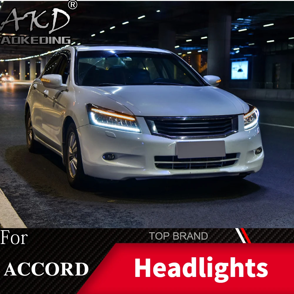 Автомобильный Стайлинг корпус передней фары для Honda Accord G8 2008-2013 фары Полный СВЕТОДИОДНЫЙ DRL Объектив Двойной Луч