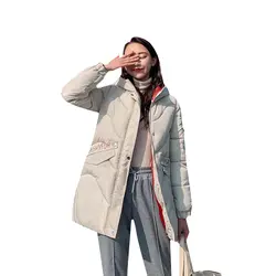 2019 модное женское пальто зимняя, средней длины пуховик Женский Плюс Размер плотная Harajuku просторная парка Теплая Куртка с капюшоном пальто