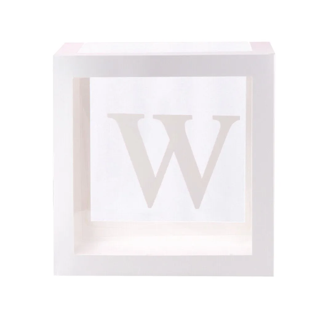 W Letter A- Z Transparent Gift Boxes Kid Birthday Baby Shower Party Decoration - Цвет: W