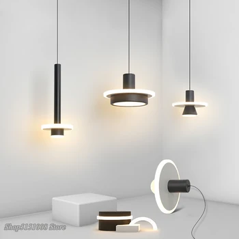 

Modern LED Pendant Lights Cord Nordic Desinger Kicthen Hanging lamp Supension Bedside Light Black White Dining Lighting Fixtures