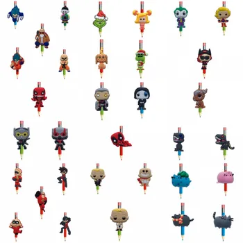 

2-5pcs/lot Anime Deadpool Cute Elephant Pencil Toppers Pen Grips Animal Pencil Caps for Kids Students Stationery DIY Craft Gifts