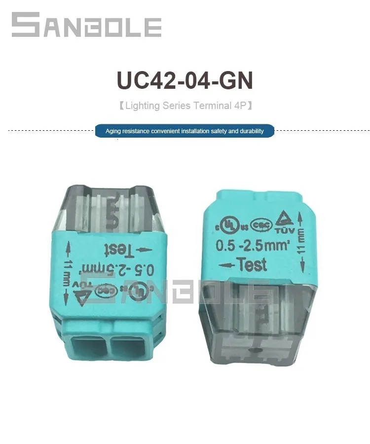 Зеленый 4 отверстия быстрый разъем UC42-04 освещение использовать Соединительный разъем коробка для ламп и фонарей пружинный соединитель (10