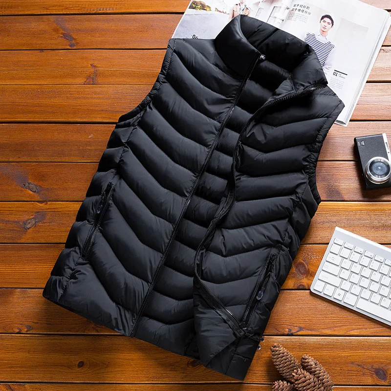 

Autumn & Winter New Style Men Stand Collar Thick down Jacket Cotton-padded Clothes Vest Large Size Casual Versatile Waistcoat Me