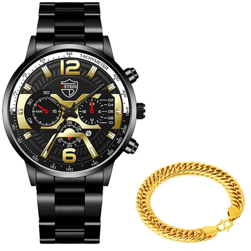 2022 Mens Fashion Watches Luxury Men Stainless Steel Quartz Wrist Watch Male Business Casual Gold Bracelets relogio masculino 