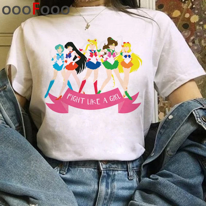 Сейлор Мун Harajuku милые футболки для женщин Ullzang милые Усаги Аниме футболки 90s Забавный мультфильм футболки эстетические футболки женские