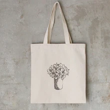 Цветочный принт с растениями Женская Холщовая Сумка Женская Большая вместительная сумка через плечо Harajuku женские сумки