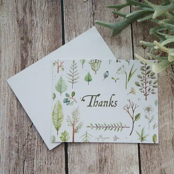 

50pcs Mini thanks Card natural leaves plant style Scrapbooking party invitation DIY Decor gift party card