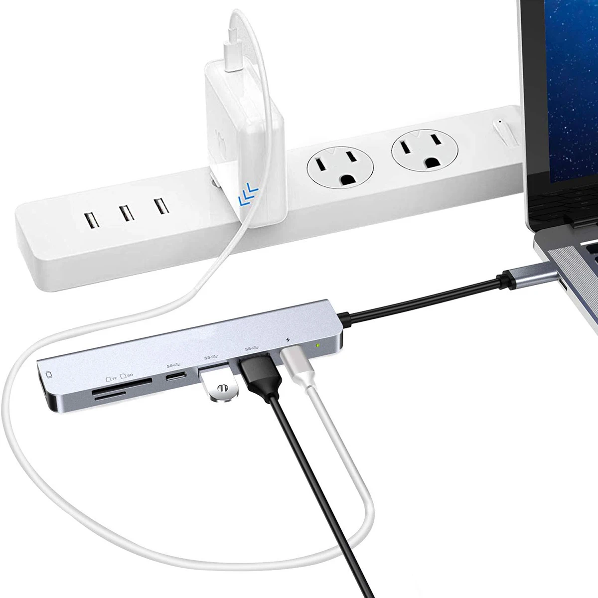 USB-C концентратор тип-c к HDMI USB3.0 PD зарядка концентратор кардридер многопортовый адаптер 7в1 USB концентраторы