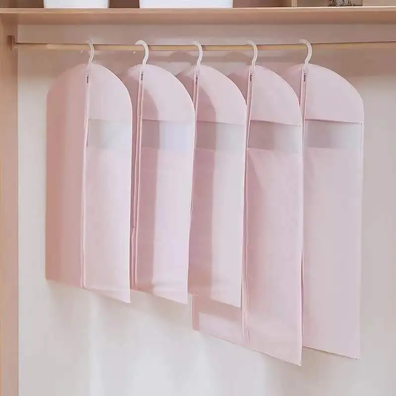 5Pcs/Set Clothes Dust Cover Suit Dress Jacket T-Shirt Coat Idle Storage Bag Dustproof Moisture-Proof Mildew Non-Woven Edging Bag