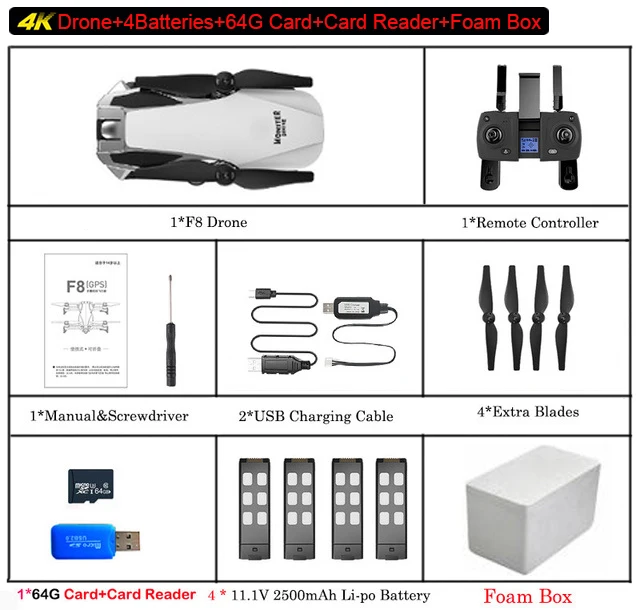 F8 профессиональный Дрон с камерой 4K HD двухосевой антивибрационный самостабилизирующийся шарнир gps WiFi FPV складной RC Квадрокоптер игрушки - Цвет: Set4