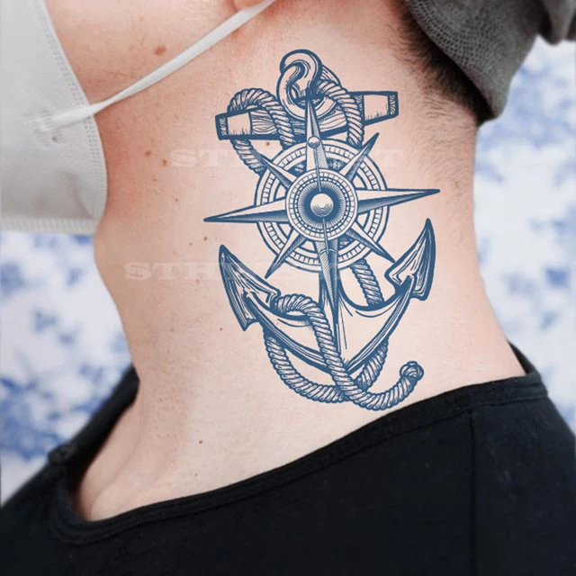 Anchor With Eyes Tattoo Look Like Sword Waterproof Sticker Temporary Body  Tattoo For Men and Women