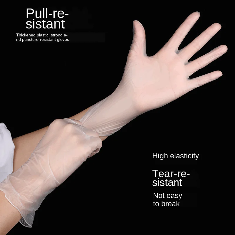 

100 Pieces Food Grade Disposable Glove PVC Disposable Gloves Plastic Thick Transparent Disposable Glove