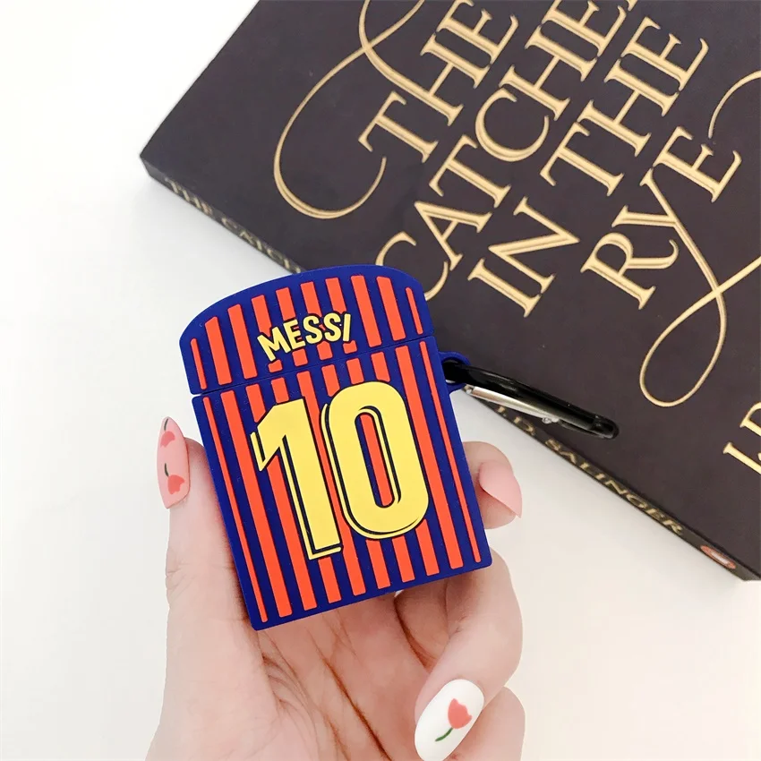 Messi 10 Футбол Airpod для Apple iPhone Airpod защитный чехол Противоскользящий брелок беспроводной наушник противоударные крышки