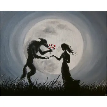 

5D rhinestone full Square Diamond Painting Cross Stitch kit Diamond embroidery Werewolf, girl pattern Diy Diamond mosaic picture
