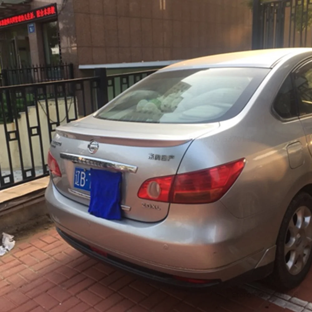 Подходит для Nissan Sylphy Sentra 2007 до 2011 ABS Материал заднее крыло праймер цвет багажник губы крыло белый хвост спойлер автомобиля Стайлинг