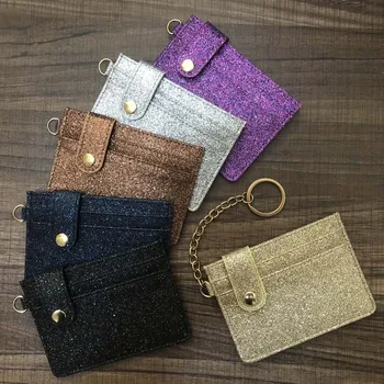 

Women Fashion Credit Card Holder Buckle ID Holders Package Business Card Coin Bag Small korean Style Bolsas Femini#