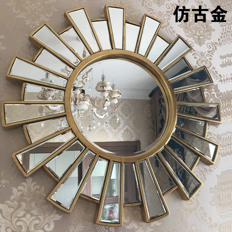 Espejo redondo decorativo de montaje en pared para cuarto de baño, espejo con marco grande para chimenea de restaurante moderno decorativos| AliExpress