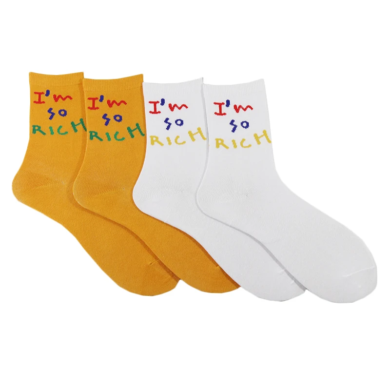 Очень богатые носки для мужчин и женщин; пара модных носков в стиле Харадзюку; уникальный дизайн; подарочные хлопковые носки