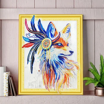 

Diy Diamond Painting Embroidery Fox Pattern Diamond Painting Home Decoration - Stick Drill Area Size 40x50Cm