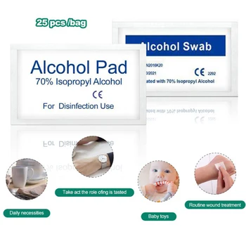 

25Pcs/Box Portable Alcohol Disinfection Tablet Alcohol Pad Swabs Wipes Skin Tool Cleanser Home makeup new