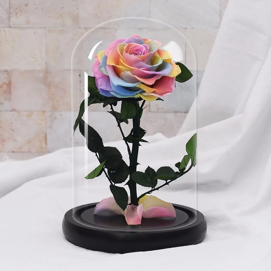 Red Eternal Life Immortal Flower Pink The Beauty And The Beast Rose Glass Dome Mother's Day Gift Valentine's Day Gift