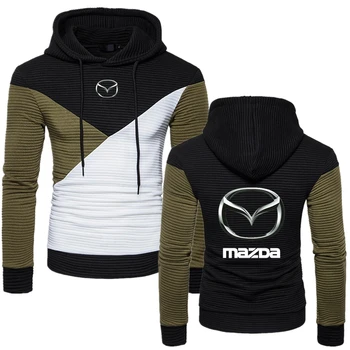 

New Brand Patchwork Personality Warm Men Fitness Muscle Tracksuit Hoodie Comfortable Classic Mazda Car LOGO Tops Fast delivery