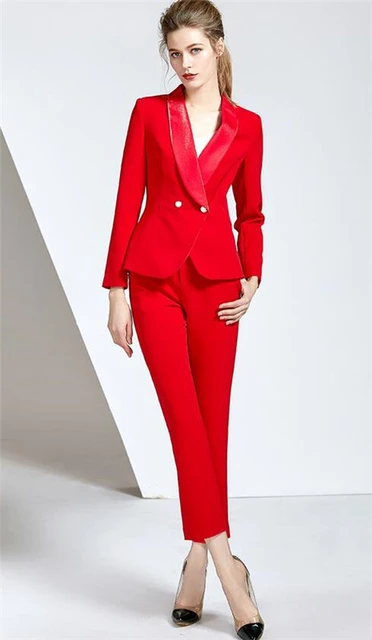 Lucky Red Women PantSuits Women Suits Plus Size Custom Made Ladies Pantsuit  Blazer+Pants for Work Pantsuit Wedding Party - AliExpress