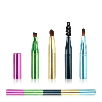 

4 In 1 Makeup Brushes Set with Lip Eyelashes Eyebrow Brush Women Professional Portable Make Up Brush Set