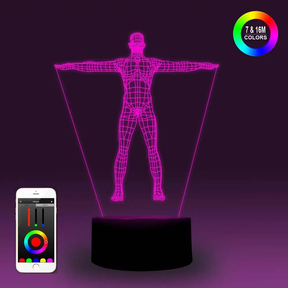 NiteApps 3D ночной свет человеческого тела настольная Иллюзия украшение лампа подарок на день рождения приложение/сенсорное управление