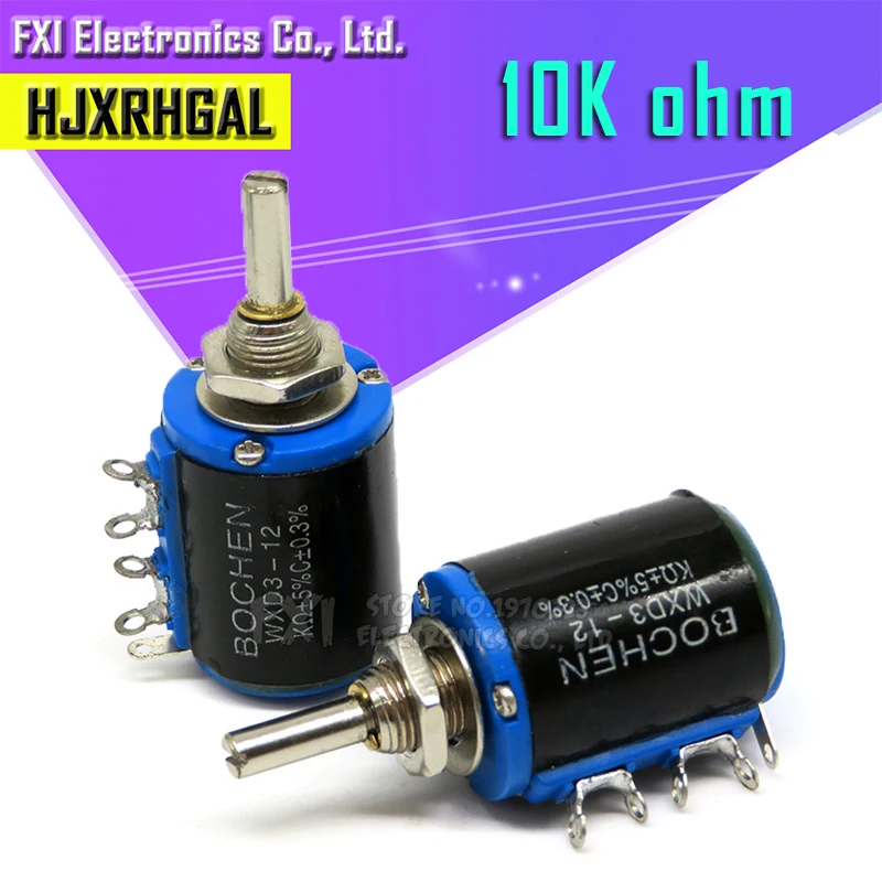 2PCS WXD3-12 1W 10K ohm WXD3-12-1W 5 ring multi-circle precision wire-wound potentiometer multiturn potentiometer adjustable resistor