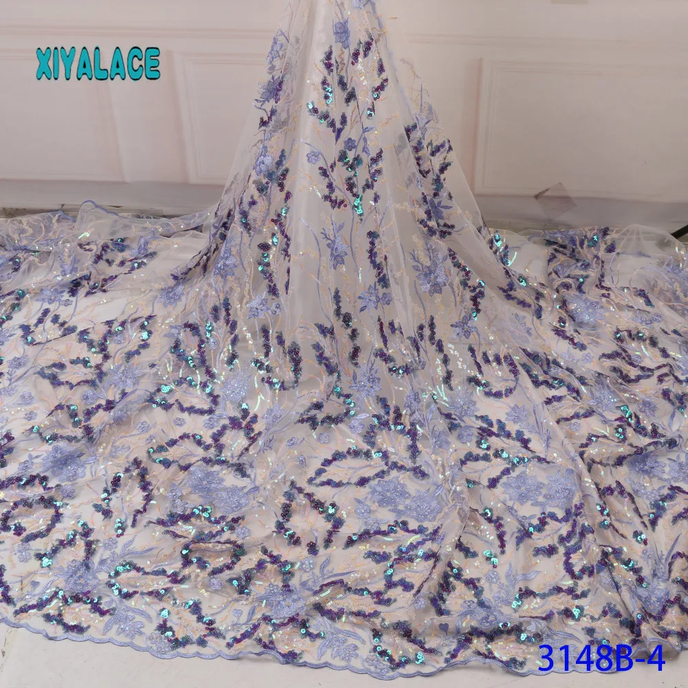 African Lace Fabric French Sequins Lace Fabric Women Wedding Dress High Quality Lace Nigerian Tulle Lace Fabric YA3148B-2