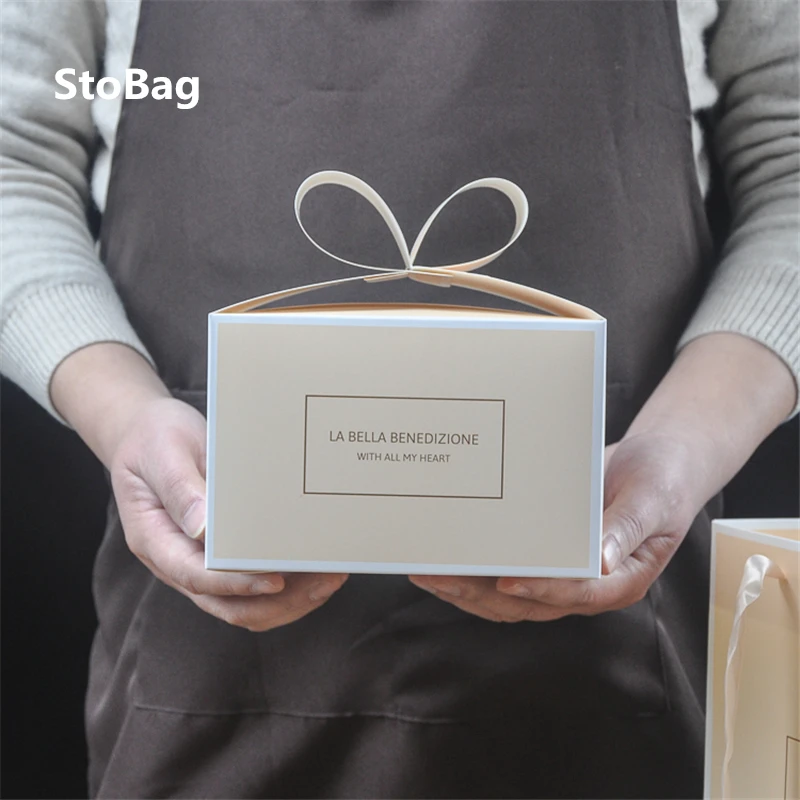 StoBag 10 шт. бант розовый торт бумажная коробка Свадьба День Рождения Вечеринка
